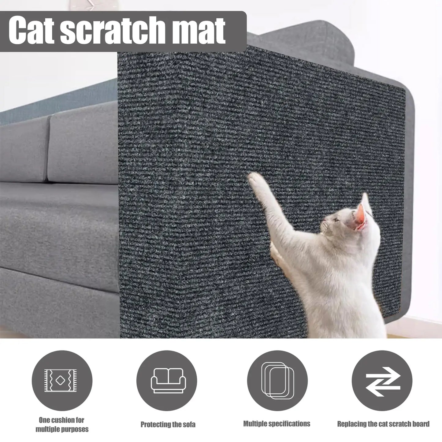 Anti-Scratch Cat Mat – Trimmable, Self-Adhesive Couch & Wall Protector