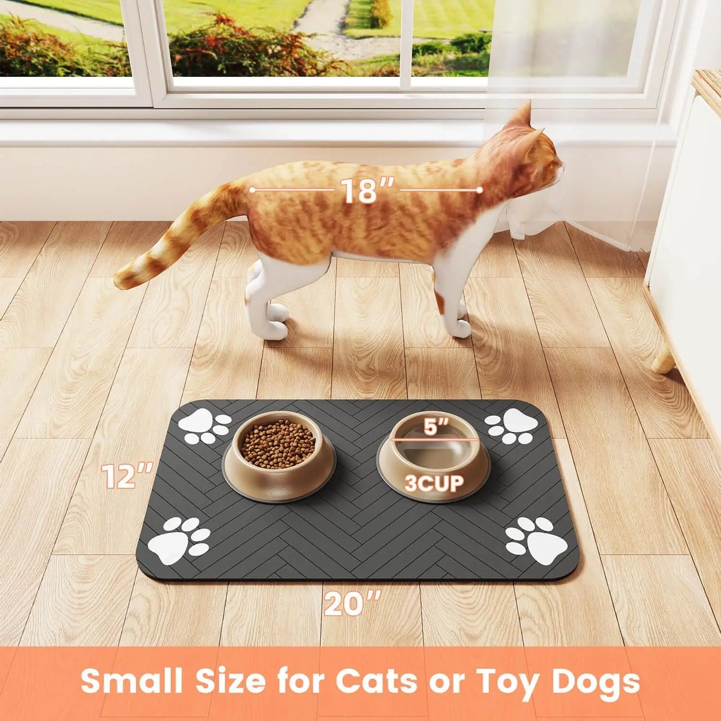 Pet Feeding Mat – Absorbent, Quick-Dry Mat with Waterproof Backing for Dog & Cat Bowls