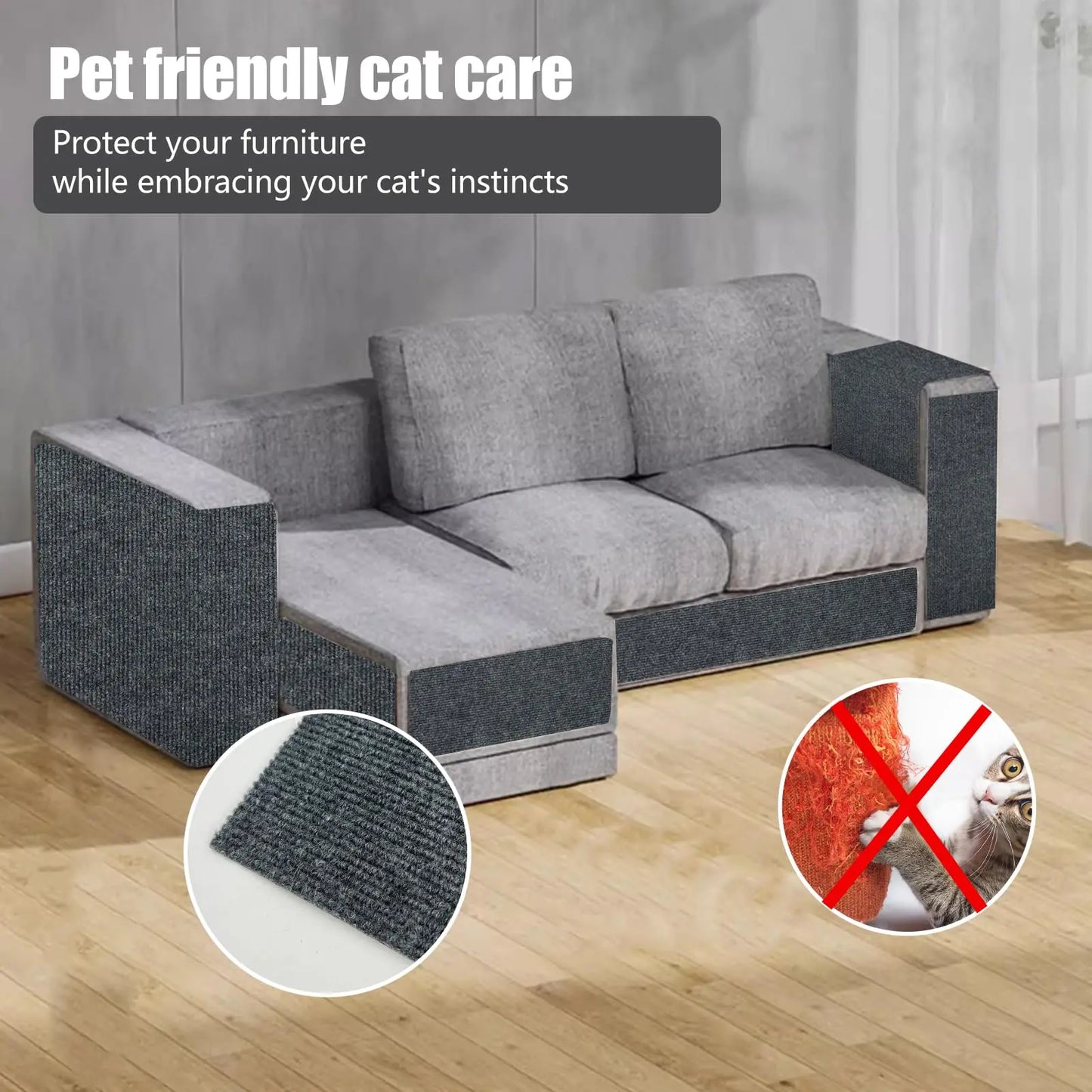 Anti-Scratch Cat Mat – Trimmable, Self-Adhesive Couch & Wall Protector