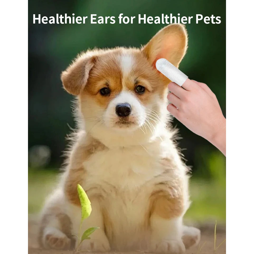 Pet Ear Cleaning Wipes – Fingertip Care for Cats & Dogs, Removes Mites & Debris 50pcs/can