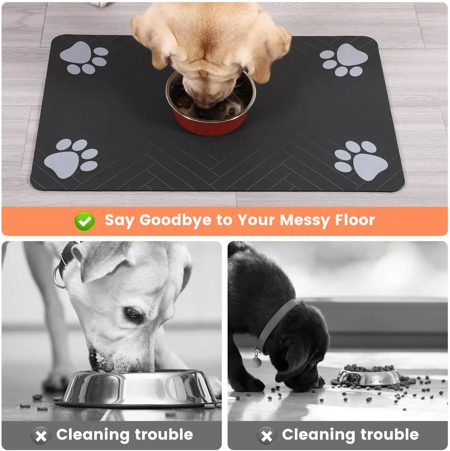 Pet Feeding Mat – Absorbent, Quick-Dry Mat with Waterproof Backing for Dog & Cat Bowls