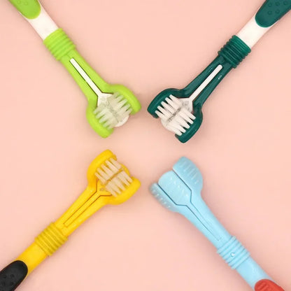 3-Sided Pet Toothbrush – Plastic Dental Brush for Dogs & Cats, Removes Bad Breath, Tartar & Cleans Teeth