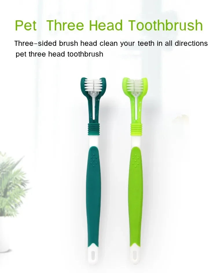 3-Sided Pet Toothbrush – Plastic Dental Brush for Dogs & Cats, Removes Bad Breath, Tartar & Cleans Teeth