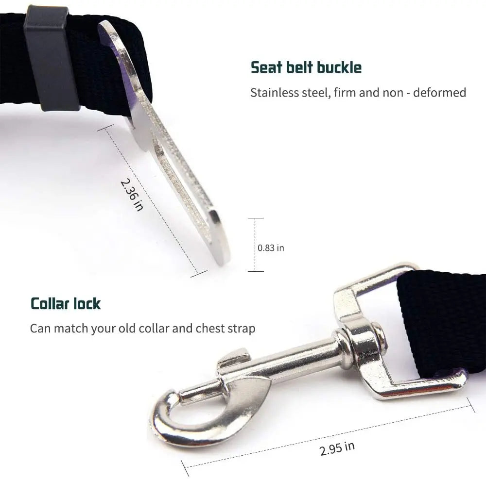 Adjustable Pet Car Seat Belt – Safety Harness Clip