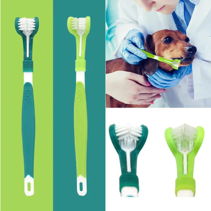 3-Sided Pet Toothbrush – Plastic Dental Brush for Dogs & Cats, Removes Bad Breath, Tartar & Cleans Teeth