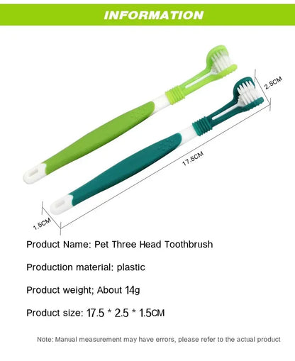 3-Sided Pet Toothbrush – Plastic Dental Brush for Dogs & Cats, Removes Bad Breath, Tartar & Cleans Teeth