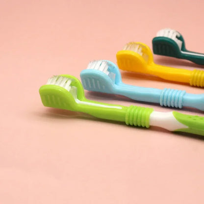 3-Sided Pet Toothbrush – Plastic Dental Brush for Dogs & Cats, Removes Bad Breath, Tartar & Cleans Teeth