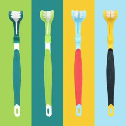 3-Sided Pet Toothbrush – Plastic Dental Brush for Dogs & Cats, Removes Bad Breath, Tartar & Cleans Teeth
