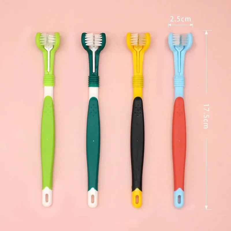 3-Sided Pet Toothbrush – Plastic Dental Brush for Dogs & Cats, Removes Bad Breath, Tartar & Cleans Teeth