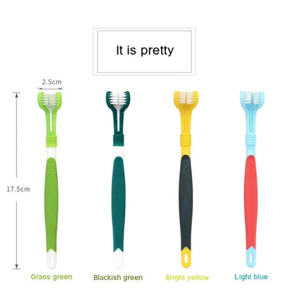 3-Sided Pet Toothbrush – Plastic Dental Brush for Dogs & Cats, Removes Bad Breath, Tartar & Cleans Teeth