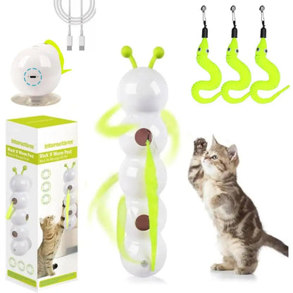 Smart Motion-Activated Cat Toy – Wack-a-Worm with Moving Tail, Pops Out to Tease Your Cat Automatically