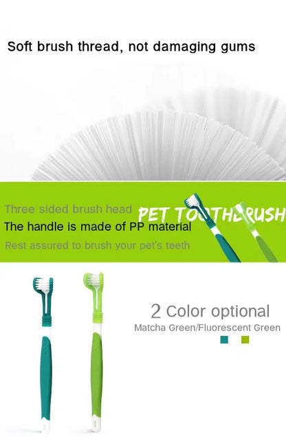 3-Sided Pet Toothbrush – Plastic Dental Brush for Dogs & Cats, Removes Bad Breath, Tartar & Cleans Teeth