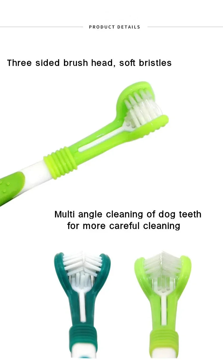 3-Sided Pet Toothbrush – Plastic Dental Brush for Dogs & Cats, Removes Bad Breath, Tartar & Cleans Teeth