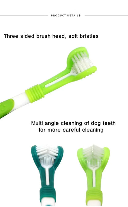 3-Sided Pet Toothbrush – Plastic Dental Brush for Dogs & Cats, Removes Bad Breath, Tartar & Cleans Teeth
