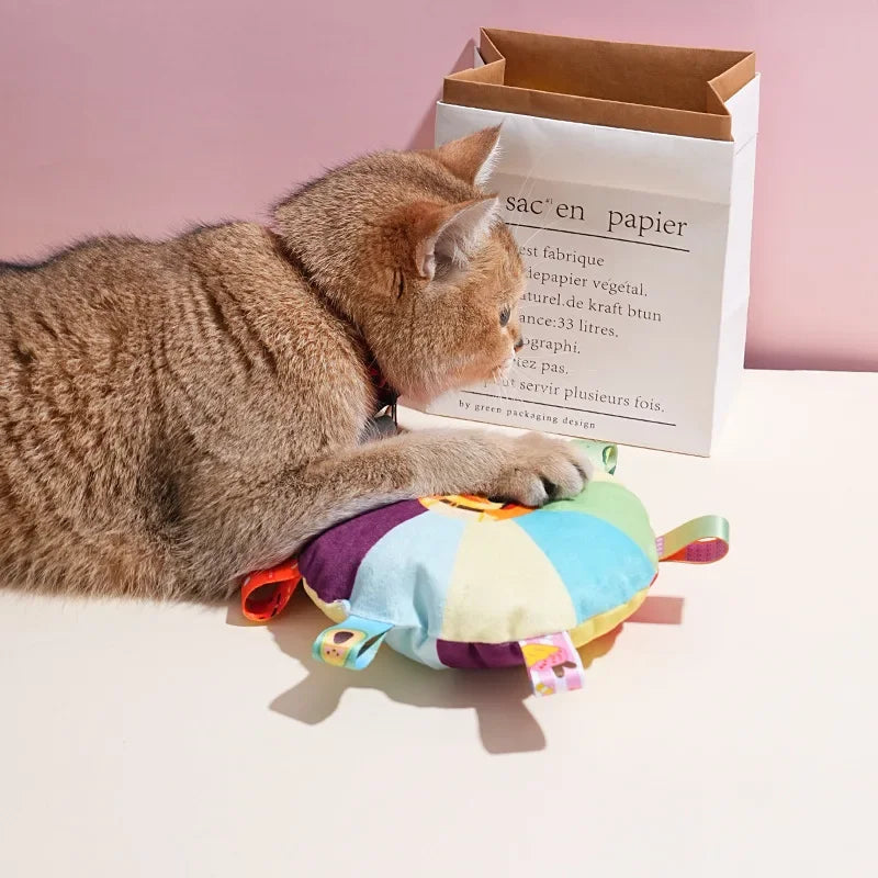Rainbow Plush Flying Saucer Dog Toy