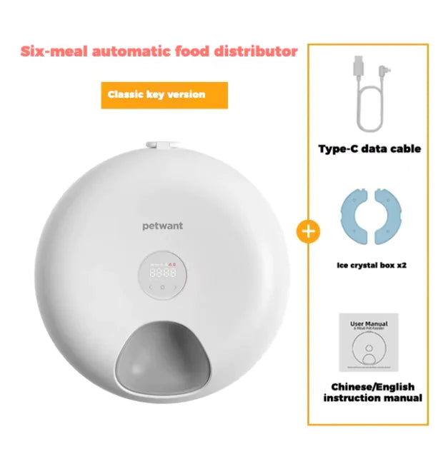 Smart WiFi 6-Meal Automatic Cat & Dog Feeder with App Control and Ice Packs